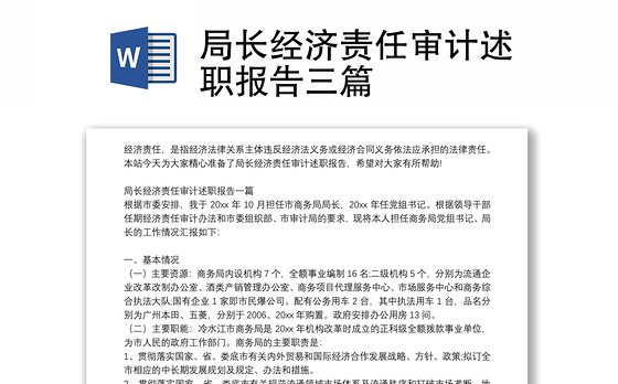 局长经济责任审计述职报告三篇