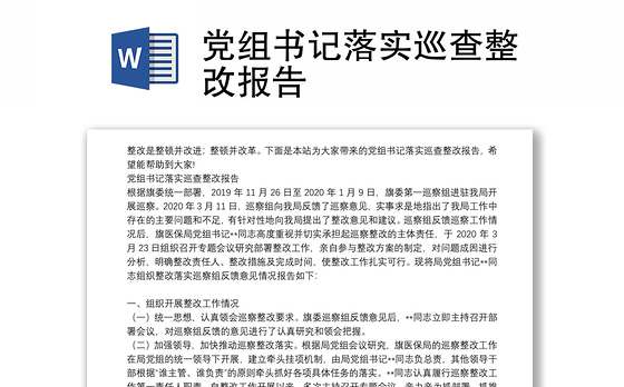 党组书记落实巡查整改报告