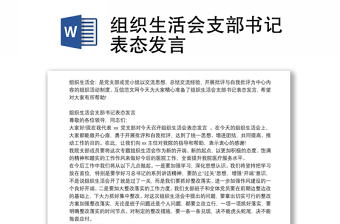 2023组织部支部书记表态