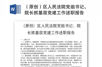 （原创）区人民法院党组书记、院长抓基层党建工作述职报告