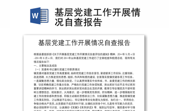 基层党建工作开展情况自查报告
