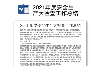 2021年度安全生产大检查工作总结