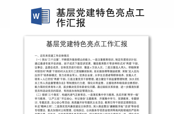 基层党建特色亮点工作汇报