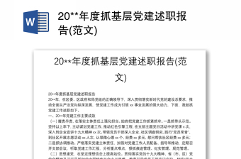 20**年度抓基层党建述职报告(范文)