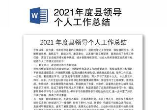 2021年度县领导个人工作总结