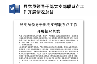 县党员领导干部党支部联系点工作开展情况总结