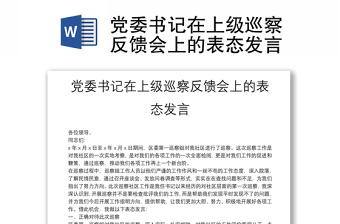 党委书记在上级巡察反馈会上的表态发言