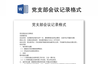 党支部会议记录格式
