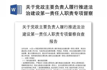 关于党政主要负责人履行推进法治建设第一责任人职责专项督察自查报告