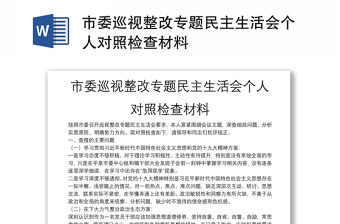 市委巡视整改专题民主生活会个人对照检查材料
