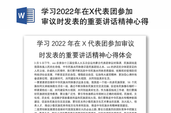 学习2022年在X代表团参加审议时发表的重要讲话精神心得体会