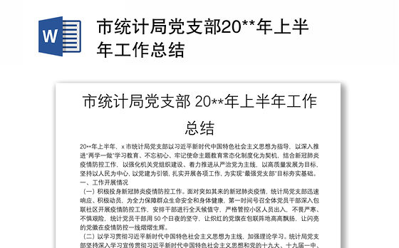 市统计局党支部20**年上半年工作总结