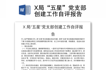 X局“五星”党支部创建工作自评报告