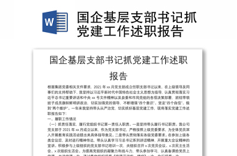 国企基层支部书记抓党建工作述职报告