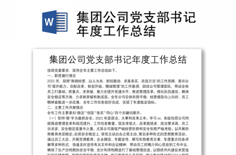 集团公司党支部书记年度工作总结