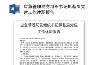 应急管理局党组织书记抓基层党建工作述职报告