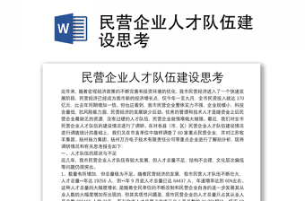 民营企业人才队伍建设思考