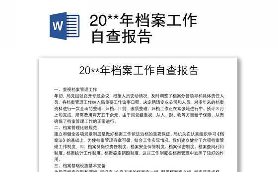 20**年档案工作自查报告
