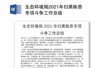 生态环境局2021年扫黑除恶专项斗争工作总结