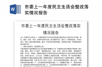 市委上一年度民主生活会整改落实情况报告