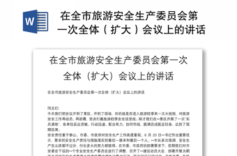  在全市旅游安全生产委员会第一次全体（扩大）会议上的讲话