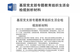 基层党支部专题教育组织生活会检视剖析材料