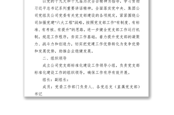 国企党支部标准化建设实施方案