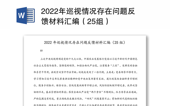 2022年巡视情况存在问题反馈材料汇编（25组）