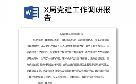 X局党建工作调研报告