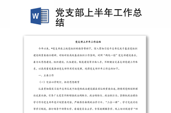 党支部上半年工作总结