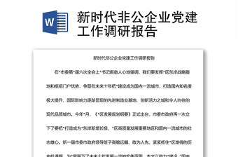 新时代非公企业党建工作调研报告