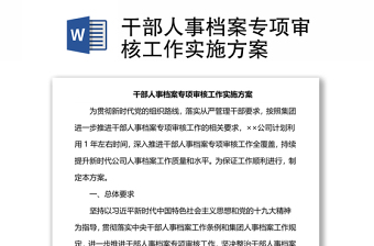 干部人事档案专项审核工作实施方案