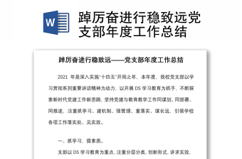踔厉奋进行稳致远党支部年度工作总结