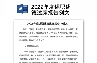 2022年度述职述德述廉报告例文