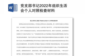 党支部书记2022年组织生活会个人对照检查材料