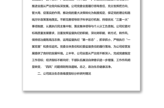 2022年上半年政治生态分析研判报告（集团公司）