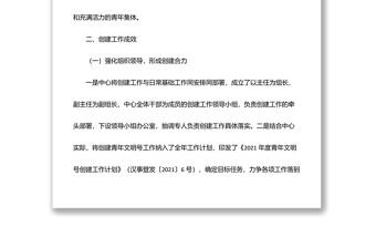 某中心创建青年文明号工作总结