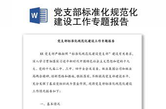 党支部标准化规范化建设工作专题报告