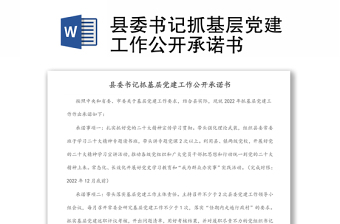 县委书记抓基层党建工作公开承诺书
