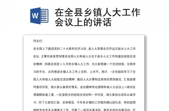 在全县乡镇人大工作会议上的讲话