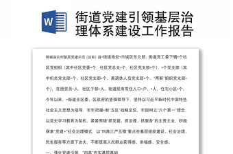 街道党建引领基层治理体系建设工作报告