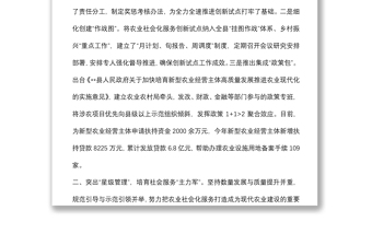 健全农业社会化服务体系助推乡村振兴工作汇报
