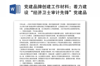 党建品牌创建工作材料：着力建设“经济卫士审计先锋”党建品牌（市审计局）