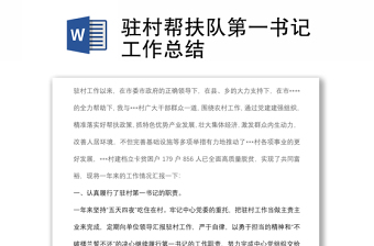 驻村帮扶队第一书记工作总结
