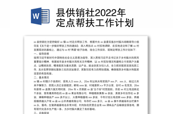 县供销社2022年定点帮扶工作计划