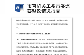 市直机关工委市委巡察整改情况报告