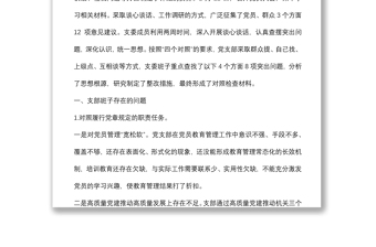 国企2021年度党支部组织生活会支委班子检视材料