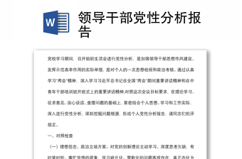 领导干部党性分析报告