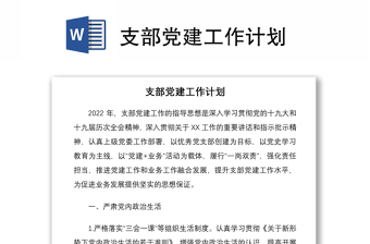 支部党建工作计划