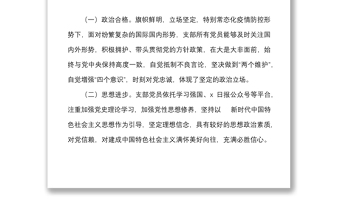 上半年党支部党员思想状况分析报告范文工作汇报总结
